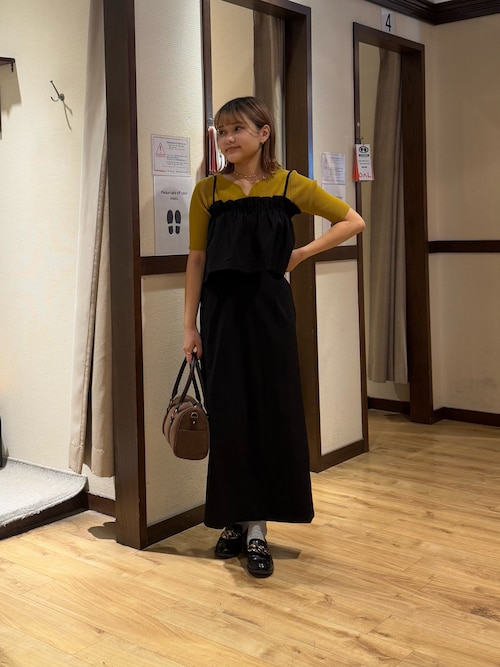 前後2WAY5分袖キーネックリブニット