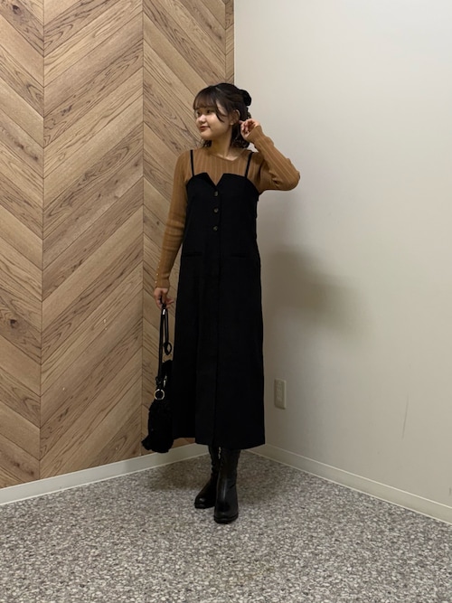 Iラインキャミワンピース×インナーニットプルオーバー