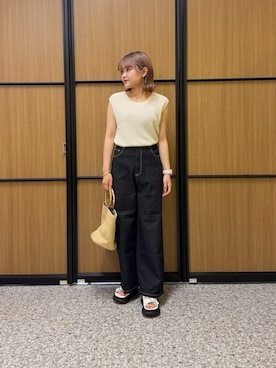 「Chez toi（シェトワ）のアイテム（パンツ）」を使った、himechaさん（レディース・160cm）の夏コーディネート