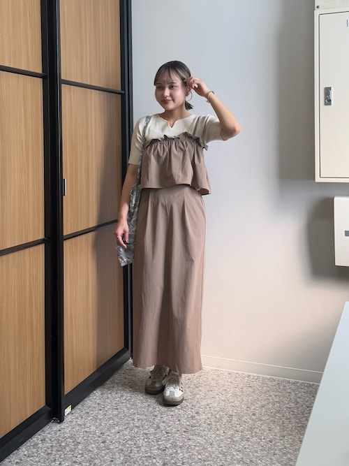 前後2WAY5分袖キーネックリブニット