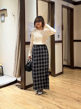 「スカートコーデ」｜「アイテム（バレエシューズ）」を使った、himeさん（レディース・160cm）の秋コーディネート