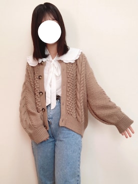 「GRL（グレイル）のテーパードデニムパンツ（デニムパンツ）」を使った、ほうじ茶さん（レディース・158cm）の春コーディネート