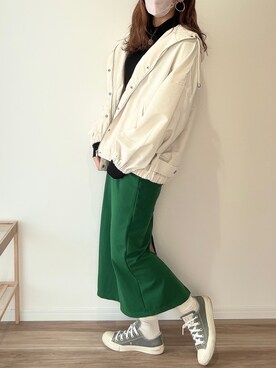 「アイテム（マウンテンパーカー、ホワイト系）」を使った、unichan74さん（レディース・153cm）の春コーディネート