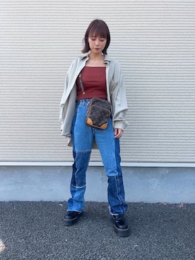 「Dr. Martens（ドクターマーチン）のDr.Martens ドクターマーチン クアッド レトロ 2976 クアッド / QUAD RETRO 2976 QUAD (BLACK POLISHED SMOOTH) 24687001（ブーツ）」を使った、ichaさん（レディース・158cm）の春コーディネート