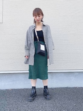 「Dr. Martens（ドクターマーチン）のDr.Martens ドクターマーチン クアッド レトロ 2976 クアッド / QUAD RETRO 2976 QUAD (BLACK POLISHED SMOOTH) 24687001（ブーツ）」を使った、ichaさん（レディース・158cm）の春コーディネート