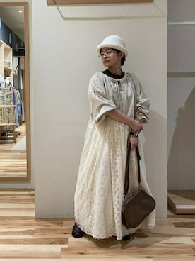 「Samansa Mos2（サマンサ モスモス）の【消臭効果】フェルトロールワッチ（ハット、ホワイト系）」を使った、あおさん（レディース・151cm）の秋コーディネート