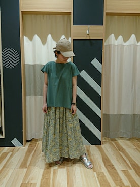 「Samansa Mos2 blue（サマンサモスモスブルー）のアイテム（キャップ）」を使った、あおさん（レディース・151cm）の夏コーディネート