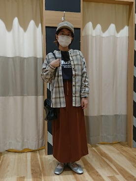 「Samansa Mos2 blue（サマンサモスモスブルー）のアイテム（スカート、オレンジ系）」を使った、あおさん（レディース・151cm）の夏コーディネート