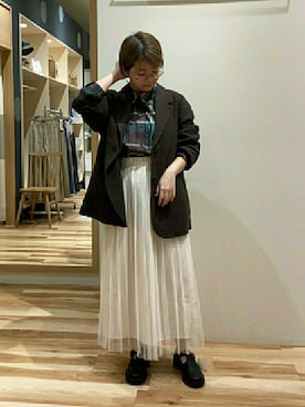 「Samansa Mos2（サマンサ モスモス）のアイテム（ジャケット/アウター）」を使った、あおさん（レディース・151cm）の秋コーディネート