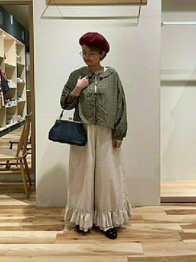 「Samansa Mos2（サマンサ モスモス）のスクエアレースノースリーブ（タンクトップ、ホワイト系）」を使った、あおさん（レディース・151cm）の夏コーディネート