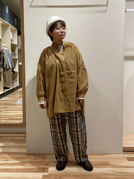 「Samansa Mos2（サマンサ モスモス）のTストラップシューズ（ドレスシューズ、ブラウン系）」を使った、あおさん（レディース・151cm）の秋コーディネート