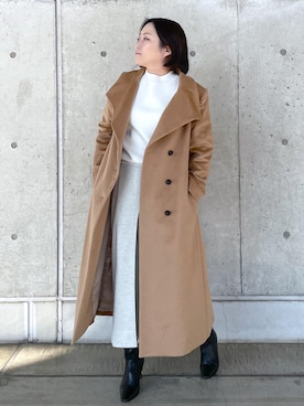 「ROPÉ」｜「アイテム（チェスターコート）」を使った、MAKIさん（レディース・150cm）の秋コーディネート