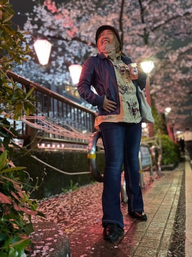 「古着コーデ」｜「アイテム（ライダースジャケット）」を使った、koyomiさん（レディース・160cm）の春コーディネート