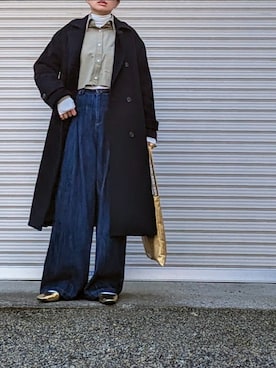 「タートルネック」｜「アイテム（トレンチコート）」を使った、midoさん（レディース・164cm）の冬コーディネート