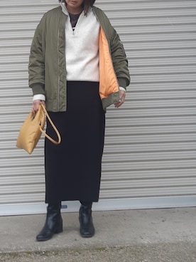「Simplicite（サンプリシテ）のアイテム（ブルゾン）」を使った、midoさん（レディース・164cm）の冬コーディネート