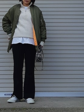 「Simplicite（サンプリシテ）のアイテム（ブルゾン）」を使った、midoさん（レディース・164cm）の冬コーディネート