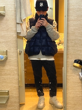 「アイテム（ダウンベスト）」を使った、Georgeさん（メンズ・168cm）の春コーディネート