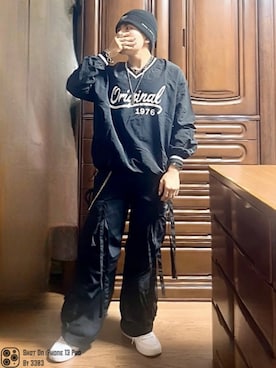 「アイテム（デジタル腕時計）」を使った、無名さん（メンズ・157cm）の秋コーディネート