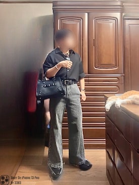 「CLEL（クレイル）の【CLEL】Vintage Design Flare Denim Pants /ヴィンテージデザイン フレアデニムパンツ（デニムパンツ）」を使った、無名さん（メンズ・157cm・20代）の夏コーディネート