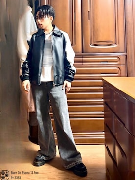 「アイテム（イヤーカフ）」を使った、無名さん（メンズ・157cm）の秋コーディネート