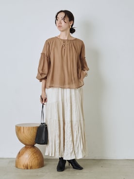 「アイテム（トートバッグ、ブラック系）」を使った、akane.mさん（レディース・162cm）の秋コーディネート