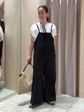 「Jena espace merveilleux(ジェナ エスパスメルヴェイユ)の【大好評につき再入荷】【サラサラ素材で涼しく着れる】ビッグ変形Tシャツ(Tシャツ/カットソー、ホワイト系)」を使った、akane.mさん(レディース・162cm)の春コーディネート