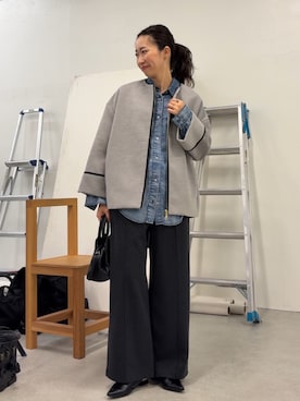 「アイテム（その他アウター、グレー系）」を使った、akane.mさん（レディース・162cm）の冬コーディネート