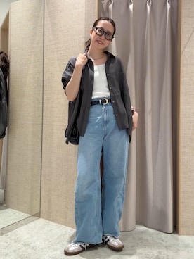 「Jena espace merveilleux(ジェナ エスパスメルヴェイユ)の【新色登場】【ドライタッチシャツ】バックカーブシャーリングシャツ(シャツ/ブラウス、グレー系)」を使った、akane.mさん(レディース・162cm)の春コーディネート