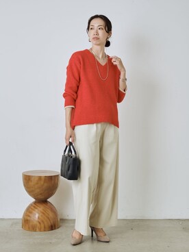 「アイテム（トートバッグ、ブラック系）」を使った、akane.mさん（レディース・162cm）の秋コーディネート