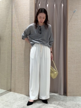 「Jena espace merveilleux(ジェナ エスパスメルヴェイユ)の【2サイズ展開/WEB限定カラー有】トロミイージーパンツ(その他パンツ、ホワイト系)」を使った、akane.mさん(レディース・162cm)の春コーディネート