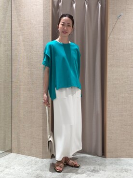 「Jena espace merveilleux(ジェナ エスパスメルヴェイユ)のトロミナロースカート(スカート、ホワイト系)」を使った、akane.mさん(レディース・162cm)の夏コーディネート