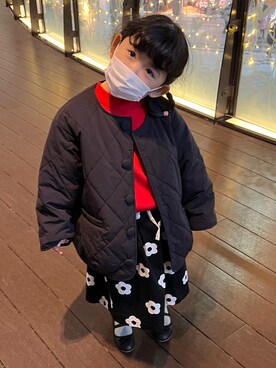 「LOWRYS FARM（ローリーズファーム）のアイテム（スカート、ブラック系）」を使った、cocchan88さん（キッズ・110cm）の春コーディネート