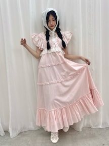ストライプレースワンピース｜メリージェニー（merry jenny