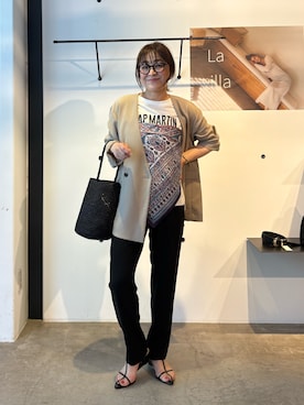 「アイテム（バンダナ/スカーフ、パープル系）」を使った、ggnakamuradesuさん（レディース・156cm）の春コーディネート