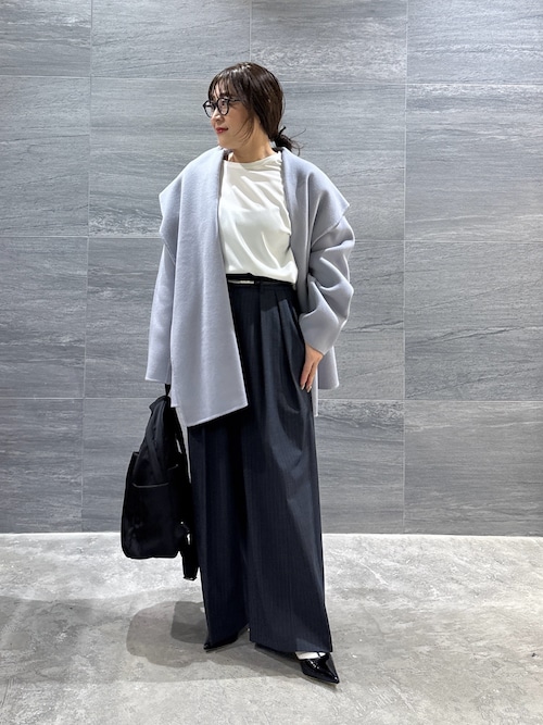 【手洗い可能】【3サイズ展開】ストライプダブルタックパンツ