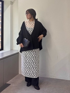 「アイテム（ノーカラージャケット）」を使った、ggnakamuradesuさん（レディース・156cm）の冬コーディネート