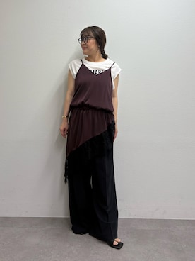 「レースキャミソール」｜ggnakamuradesuさん（レディース・156cm）の夏コーディネート