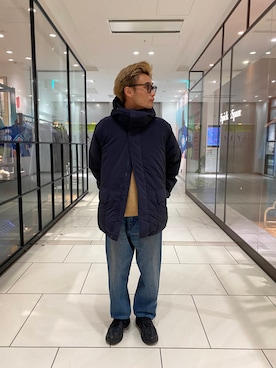 「寒い」｜「アイテム（ダウンジャケット/コート）」を使った、ryutoさん（メンズ・163cm）の冬コーディネート