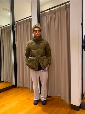 「寒い」｜「アイテム（ダウンジャケット/コート）」を使った、ryutoさん（メンズ・163cm）の冬コーディネート