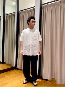 「URBAN RESEARCH（アーバンリサーチ）のLINEN SHORT-SLEEVE SHIRTS（シャツ/ブラウス）」を使った、ryutoさん（メンズ・163cm）の夏コーディネート