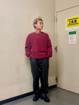 「URBAN RESEARCH（アーバンリサーチ）の『別注』CHAMPION×URBAN RESEARCH　SNOW POWDER WASH CREW-NECK（スウェット、ブラウン系）」を使った、ryutoさん（メンズ・163cm）の秋コーディネート