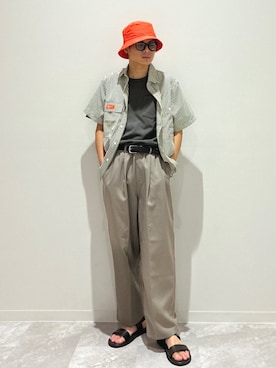 「アイテム（キャップ）」を使った、藤井さん（メンズ・171cm）の夏コーディネート