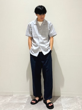 「アイテム（その他パンツ、ブルー系）」を使った、藤井さん（メンズ・171cm）の夏コーディネート