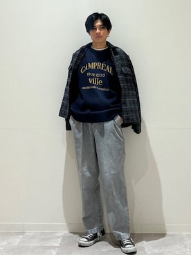 「ロゴニット」｜藤井さん（メンズ・171cm）の冬コーディネート