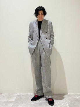 「アイテム（スラックス、ブルー系）」を使った、藤井さん（メンズ・171cm）の夏コーディネート