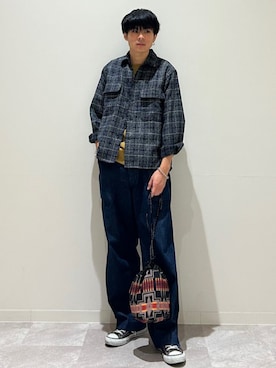 「アイテム（その他パンツ、ブルー系）」を使った、藤井さん（メンズ・171cm）の秋コーディネート