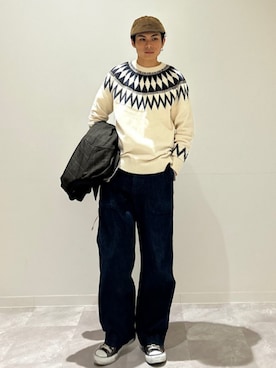 「アイテム（その他パンツ、ブルー系）」を使った、藤井さん（メンズ・171cm）の秋コーディネート