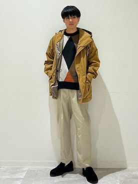 「アイテム（ローファー）」を使った、藤井さん（メンズ・171cm）の秋コーディネート