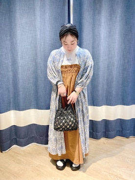 「Samansa Mos2 blue（サマンサモスモスブルー）のアイテム（ワンピース、オレンジ系）」を使った、おおかわらさん（レディース・149cm）の夏コーディネート