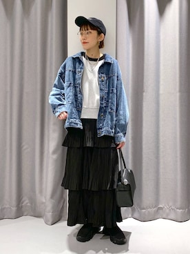 「LAKOLE（ラコレ）のアイテム（デニムジャケット）」を使った、chinatsuさん（レディース・161cm）の秋コーディネート